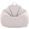 Treer Fodera per Pouf a Sacco Contenitore Tinta Unita Copertura per Poltrona Sacco Senza Imbottitura, Lino Pouf a Forma di Pera Bean Bag Cover con Cerniera (90x110 cm,Crema)