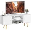HOMCOM Mobile TV 55 max con 2 Armadietti con Ante e 2 Ripiani Aperti, Consolle TV in Legno e Truciolato, 120x34x50 cm, Bianco