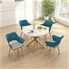 GrandCA HOME Set di Tavolo e Sedie da Pranzo, 100×100×76.5 CM Tavolo da Pranzo Rotondo, 4 Sedie da Cucina Imbottite, per Sala da Pranzo, Soggiorno, Cucina (Marmo-GD + Blu Lago)