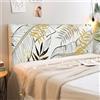 Chickwin Copertura per Testiera Letto, Stampa Foglia Verde Copertura Testiera Letto Antipolvere Copri Testata Elastica Letto Singolo Matrimoniale Una Piazza e Mezza (Foglia d'oro,150cm)