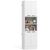 RELAX4LIFE Credenza da Cucina 190 cm in Legno, con 4 Porte, 2 Scomparti Aperti e Dispositivi Anti-Ribaltamento, Armadio per Soggiorno, Sala da Pranzo (BIANCO)