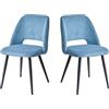 JZGORC Set di 2 Sedie da Sala da Pranzo, Sedia da Cucina a Righe in Velluto a Coste, Sedia Imbottita con Schienale Cavo, Adatta per Sala da Pranzo, Soggiorno, Cucina, Camera da Letto-Blu