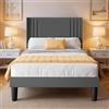 Blishom Letto imbottito 120 x 200 cm, con testiera e rete a doghe, robusto letto in tessuto per ragazzi e camere degli ospiti, struttura imbottita,Grigio scuro