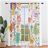 Odot 2 Pezzi Tende per Interni in Voile Semi Trasparenti per Bambini, Stampa Animali del Fumetto Tenda con Occhielli per Finestre Soggiorno Cucina Camera da Letto Balcone (140x275cm,Giardino d)