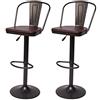 Mendler Set 2X sgabelli Design Industriale HWC-H10a Acciaio Verniciato Ecopelle Marrone