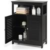 LIFEZEAL Mobile da Bagno Salvaspazio, Mobiletto Multiuso in Legno per Cucina con 2 Ante a Persiane, Ripiano Regolabile in 3 Altezze, Armadietto Bagno Basso, Antiribaltamento, 60 x 30 x 80 cm (nero)