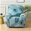 FANSU Copripoltrona Relax Reclinabile Elasticizzato Universale, 1 Posto 4 Pezzi Copripoltrona Reclinabile Elettrica Coprisedile con Tasche, Fodere per Poltrona Relax (1 Posto,Foglia Blu)