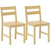 HOMCOM Set di 2 Sedie Sala da Pranzo in Bambù, Sedie Cucina con Schienale Curvo, Seduta a Doghe, Sedia per Cucina, Camera da Letto, Soggiorno, Color Naturale