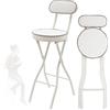 WORDFUN Sgabello Pieghevole Portatile, Sgabelli Alti Da Cucina Con Schienale E Poggiapiedi, Sedia Da Bar Richiudibile, Con Sedile Imbottito, Sedia Da Cucina Per Prato, Veranda, Giardino, Caffè(White,H55cm)