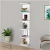 [en.casa] Mensola da Parete Sospesa con 6 Ripiani Scaffale Verticale a Muro Libreria Pensile per Libri Decorazioni Soggiorno Studio Ingresso 180x35x32 cm - Bianco