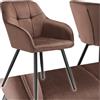 tectake® Sedie da Pranzo Effetto Velluto Trapuntato, Elegante, Imbottitura Schiuma Alta Densità, Gambe in Acciaio, Montaggio Semplice - Marrone/Nero, 1 Sedia
