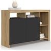IDMarket - Credenza MALO 110 cm con legno effetto faggio e ante nere