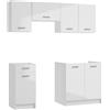 Deftrans First - Set di 5 mobili da cucina in bianco lucido, con armadietto da 80 cm, cassetto da 40 cm, cappa da 60 cm, pensile da 80 cm, senza elettrodomestici elettrici