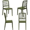 REDÒKASA Set 4 sedie in polipropilene MEDEA, MADE IN ITALY, impilabile, idrorepellente, resistenza raggi UV, design moderno per sala da pranzo, cucina, bar, ristoranti, giardino (Verde Oliva, 4)