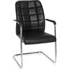 HJH Office 706550 Flexo V PU Nero - Sedia da Conferenza e Visitatore a Sbalzo Con Braccioli