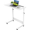 PIPIPOXER 80 x 40 cm, scrivania per computer portatile, scrivania con ruote girevoli, slot per schede per camera da letto, ufficio, letto, divano, bianco