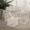 ECD Germany Set di 3 Scatole Regalo Luminose con 90 LED Bianco Caldo Decorazione Natalizia Pacchi Decorativi per Albero di Natale IP44 Impermeabile Argento da Interno/Esterno Matrimoni Feste Cortile