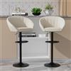 PIPIPOXER Set di 2 sgabelli da bar regolabili a 360° con schienale alto, altezza regolabile 80-101 cm, sedie da bar in velluto per bar, cucina, sala da pranzo (beige)