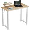 HAMHAIGO Scrivania per Computer, Tavolo Ufficio con Supporto per Ufficio, Scrivania Tavolo da Studio, Scrivania da Ufficio, Studio Camera da Letto, Struttura Metallica, 80 x 40 x 75 cm (Beige)