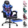 ALFORDSON Sedia Gaming Massaggiante, Sedia Professionale Gamer con Poggiatesta e Cuscino Lombare, Ergonomico Poltrona da Ufficio Schienale Regolabile 90-150°, Portata 180 kg, Similpelle(Blu)
