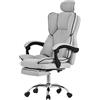 ML DESIGN modern living ML-Design Sedia da Ufficio Ergonomica Grigio Chiaro Poltrona da Scrivania Regolabile in Altezza con Schienale Alto Sedia Girevole con Poggiapiedi Cuscino e Poggiatesta Poltroncina per Computer