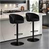 STOOLINK Sgabelli da Bar Set di 2, Sedia da Bar Tessuto Velluto al Latte, Sgabello Cucina con Poggiapiedi, Sgabello Alto Regolabile, Sgabello Bar Girevole a 360° con Schienale e Bracciolo - Nero