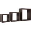 MODULARREDO | Set di 3 Mensole da Muro, Cubi Arredo, Mensole Cubo, Cubi da Parete, 35x35, 25x25 e 20x20 p15.5 cm, Wengè - Made in Italy