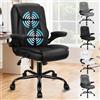 ALFORDSON Sedia da Ufficio Ergonomica con Massaggio, Supporto Lombare, Sedia Scrivania Poltrona Girevole ad Altezza Regolabile per Ufficio e Studio Sala Riunioni,Portante di 150 kg, Similpelle(Nera)