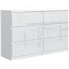 meble masztalerz Cassettiera 120 cm Bianco con Frontale Lucido - Frontali lucidi - 6 cassetti - 120 x 78,5 x 39 cm - Cassetti Senza Maniglie - Cassettiera Camera da Letto