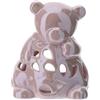 Hervit Porta tealight Orsetto Rosa Perlato in Porcellana Traforata - 3 Colori 3 Forme con Scatola Regalo - Porta Candela Orsetto Bomboniera Nascita Battesimo Compleanno Bambina - 12cm