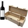 PALUPLUS Scatola Porta Bottiglie di Vino in Legno, Misura 35x10x10,5 cm, Cassetta proteggi bottiglia con Coperchio e chiusura di sicurezza, Idea regalo per feste, eventi -7692C (1 Bottiglia)