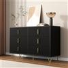 KAZZIO Elegante credenza dal design moderno, cassettiera e molto spazio, maniglie dorate (nero)