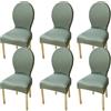 Generic Coprisedie con Schienale Tondo, Set 2/4/6 Pezzi Non Universali - Fodere Elastiche Altezza 50/60 Cm per Sedie da Cucina Senza Braccioli(Pea Green,6pcs M)