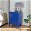 [en.casa] Comodino in Acciaio con Scomparto Chiuso con Anta Tavolino Laterale da Divano Mobiletto Notturno da Letto Tavolino Basso da Ingresso 57 x 40 x 30 cm Blu