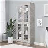 Homgoday Vetrina in legno di ingegneria grigio calcestruzzo 82,5 x 30,5 x 185,5 cm Vetrina soggiorno, credenza sala da pranzo, scaffale ufficio, con ripiani e porte