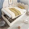 TOBIDOEN Divano letto da 90 x 200 cm, lettino da giorno con contenitore nel letto, letto per bambini con rete in metallo, velluto, senza materasso (Beige, 90 x 200 cm)