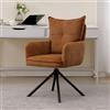chairus Poltrona da Salotto Girevole Poltrona da Scrivania in Tessuto Poltroncina Imbottita Moderna con Gambe in Metallo Senza Rotelle Poltroncina per Camera da letto/Ufficio, Marrone