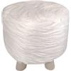 MiaSuite Poggiapiedi Pouf circolare alto 27 cm - Bianco Peloso - Pelle Scamosciata Impermeabile, Piedi in Legno Massello di Qualità.
