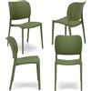 REDÒKASA Set 4 sedie in polipropilene MADE IN ITALY ORBITA, impilabile, resistente ai raggi UV, design moderno, ideale per sala da pranzo, cucina, sala d'attesa, bar, ristoranti o giardino (4, Agave)