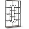 GIANTEX Libreria geometrica per carichi pesanti con telaio in metallo e protezione antiribaltamento, scaffale divisorio per libri, riviste e piante, 95 x 30 x 175 cm (marrone + nero)