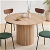 DEYARNA HOME Tavolo da Pranzo Rotondo per 4-6 Persone, Tavolo da Pranzo in Stile Rustico con Base a Piedistallo in Legno, Tavolo da Cucina in MDF (Naturale, 120 * 120 * 76cm)