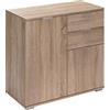 Casaria® Cassettiera Alba 2 Cassetti 2 Ante 71x74x35 cm Mobile Comò Entrata Credenza Effetto Legno Mobiletto Ingresso