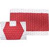 Russo Tessuti Coordinato Copriforno Coprifornello Maxi 5 Fuochi Forno Fornelli Cuoricini Lucy -Rosso-Copriforno+coprifornello