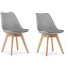 NMK HOME Sedie Cucina Plastica Set da 2 - Grigio Sedie Sala da Pranzo Moderne - Gambe di Sedia in Legno di Faggio - Pellame Sintetico Vellutato