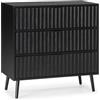 HOMN LIVING Cassettiera Lluvia 3 cassetti colore Nero, guide in metallo, 80 cm (larghezza) 40 cm (profondità) 80 cm (altezza)