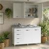 Linea Azzurra Sottolavello Cucina 120 Completo con Pensile 40, Colapiatto, Lavello e Miscelatore Cucina con 4 Cassetti e 2 Ante in Legno Made in Italy H85xL120xP50 cm (Bianco, Vasca a Destra)