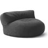Lumaland Interior Line - Pouf, divano rotondo per interni, imbottitura da 320 l, 90 x 50 cm, effetto lino anche al tatto, colore: grigio scuro