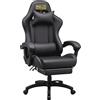 RMF PRO RMF Sedia Gaming Professionale Ergonomica Reclinabile, Poltrona Gaming Seduta Comoda e Rilassante con Poggiapiedi - Sedia per Gamer con Ruote Girevoli, Altezza Regolabile Nero