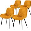 ML DESIGN modern living ML-Design Set 4 Sedie da Pranzo Cucina con Schienale Giallo Ocra Poltroncina da Soggiorno Rivestimento in Velluto Seduta Imbottita Gambe in Metallo Design Moderno ed Elegante Sedia Scrivania Studio