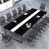 ZRBDDEF Grande Tavolo Riunioni Ufficio - Tavolo Conferenza Moderno con Passacavi,Struttura in Metallo Robusta,Design Rettangolare Nero-Bianco per 8-12 Persone (senza sedie)